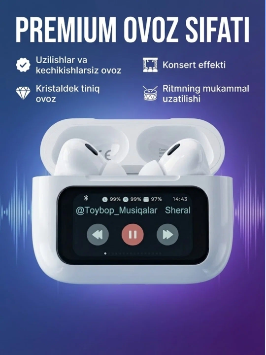Беспроводные наушники Saiya T80 ANC Pro со Smart дисплеем и шумоподавлением - 