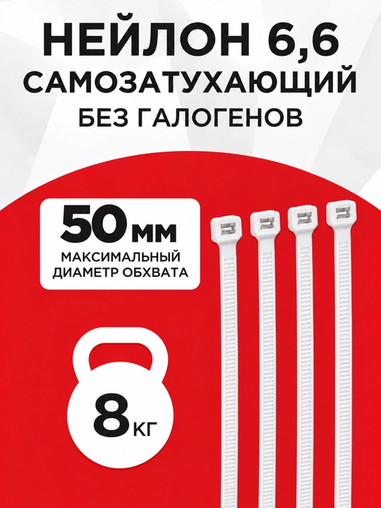 Kabel qisqichi IEK 2,5 × 200 mm neylon, 100 dona.