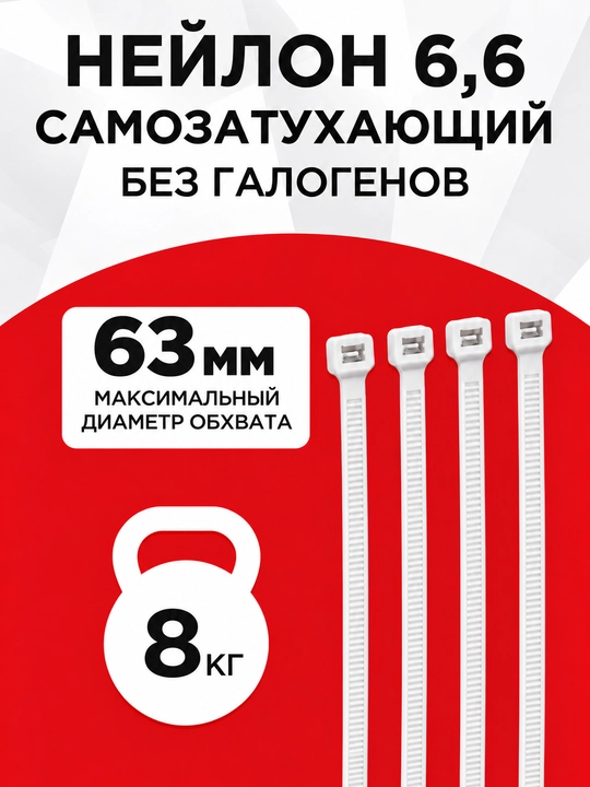 Kabel qisqichi IEK 2,5 × 250 mm neylon, 100 dona.