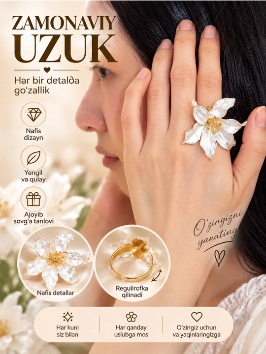 Ayollar uzugi, kumush, uzuklar, ayollar taqinchoqlari, ayollar uchun sovg‘alar, 18 o'lcham
