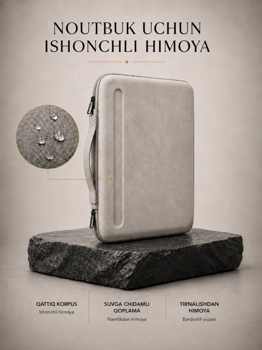 Noutbuk va MacBook uchun 13–14 va 14-15,6 dyumli qattiq korpusli himoya sumka