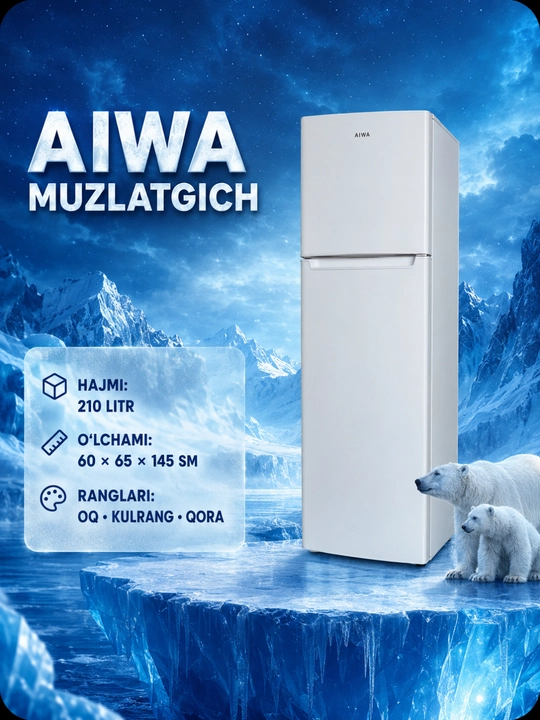 AIWA ikki kamerali sovutgich 210 litr, 60×65×145 sm