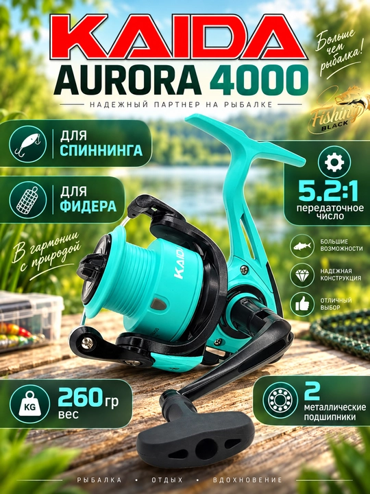 Катушка для спиннинга безынерционная для рыбалки KAIDA