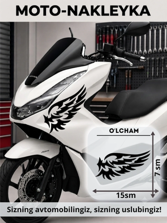 Avtomobil uchun stiker — yozuvlar, belgilar, logotiplar, oq rangda, suvga chidamli - 