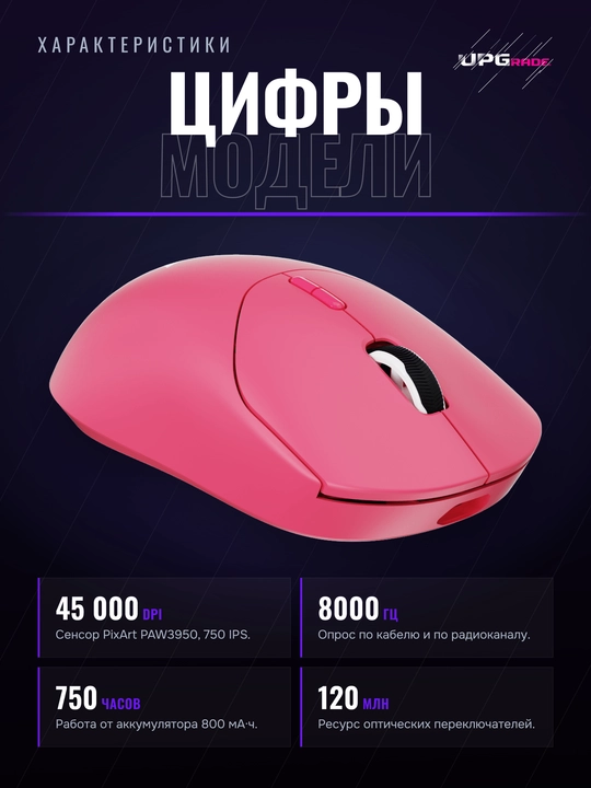 O'yin sichqonchasi Rapoo VT2 Max simsiz, 45000 DPI, 8000 Gts, 53 g