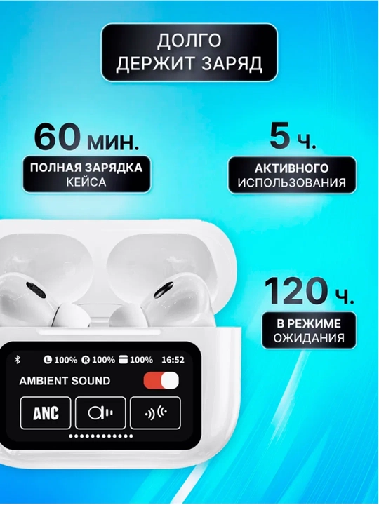 Беспроводные наушники A9 Pro со Smart дисплеем и шумоподавлением (ANC+ENC) - 