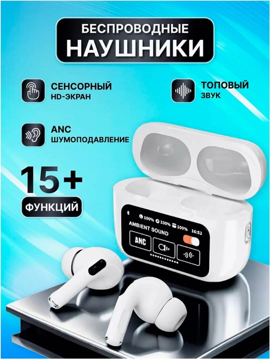 Simsiz quloqchinlar A9 Pro Smart displey va shovqin so'ndirish (ANC+ENC) bilan