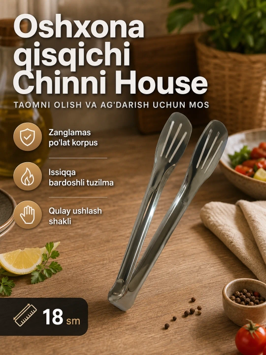 Oshxona qisqichi zanglamaydigan po'latdan, universal pinset ushlagich - 