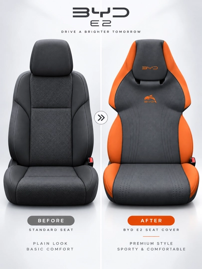 Автомобильные чехлы для BYD E2, комплект на сиденья, черно-белые