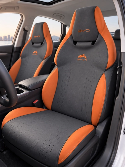 Автомобильные чехлы для BYD E2, комплект на сиденья, черно-белые