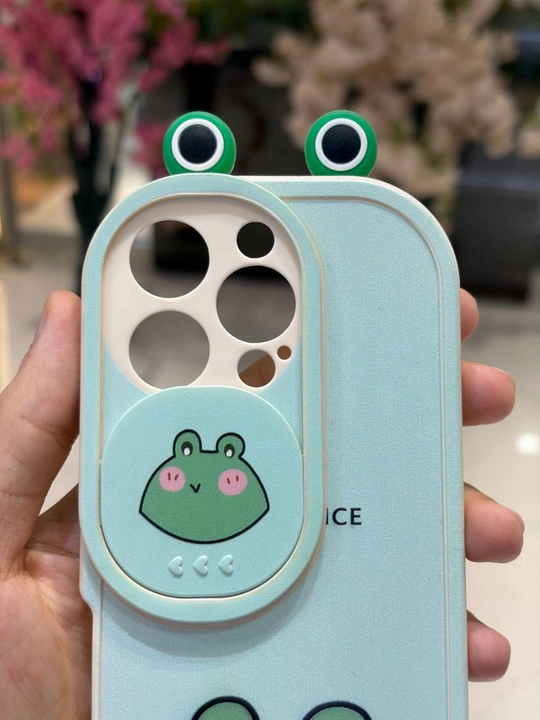IPhone 12 13 14 15 Pro Max uchun 3D qurbaqa g‘ilofi - yumshoq silikon, kamera himoyasi