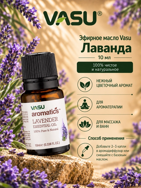 Vasu Bazilik efir moyi 10 ml, aromaterapiya, massaj va parvarish uchun - 