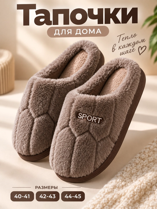 Мужские лёгкие и удобные домашние тапочки, размеры 40–45 - 