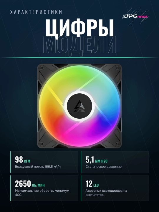 Korpus uchun ventilyator ARCTIC P14 PRO Reverse A-RGB 140 mm, 3 dona to'plam