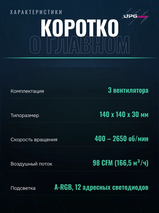Вентилятор для корпуса ARCTIC P14 PRO Reverse A-RGB 140 мм, комплект 3 шт
