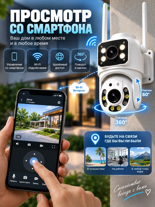 Камера видеонаблюдения, умная Wi-Fi камера, камера 360 Full HD