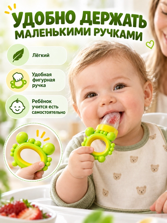 Ниблер силиконовый Only Baby для прикорма детей, соска-сеточка и прорезыватель