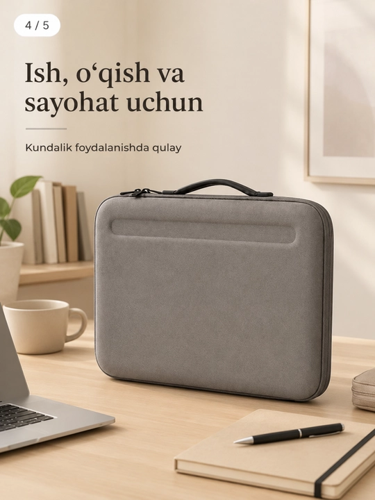 Noutbuk uchun qattiq korpusli himoya sumkasi, tutqichli va molniyali chexol 14-15,6 dyum