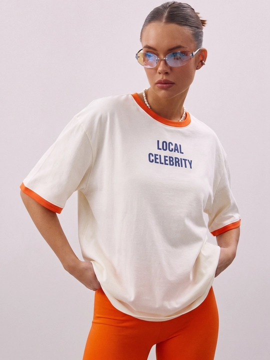 Женская футболка-рингер UMA, с надписью LOCAL CELEBRITY - 