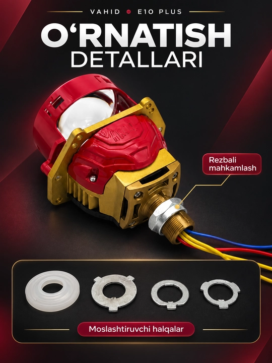 Bi LED Linza VAHID ELFA E10 Plus va VAHID MB PRO - yorqin avto chiroq, fara linzalari