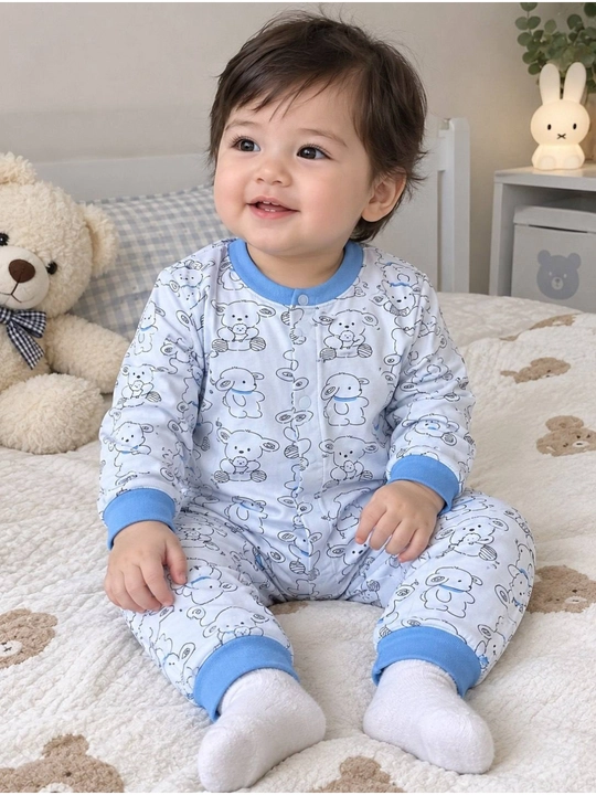 Uzun yengli, tugmali paxtali bolalar kombinezoni, chaqaloqlar uchun slip