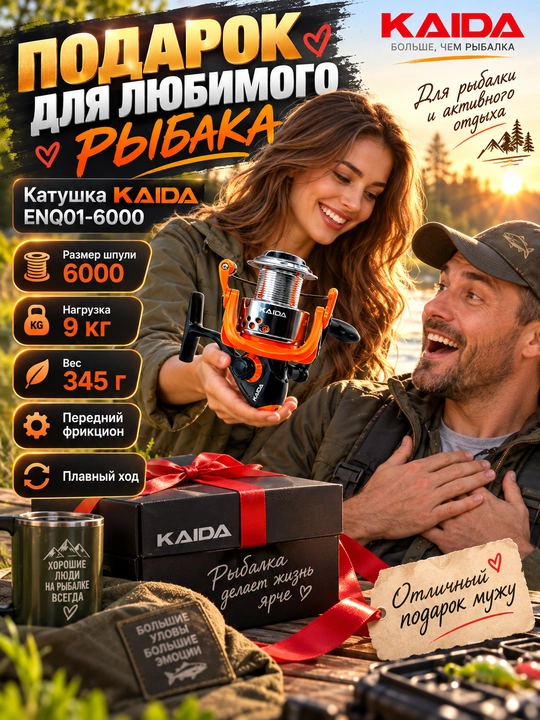 Катушка для спиннинга безынерционная для рыбалки KAIDA