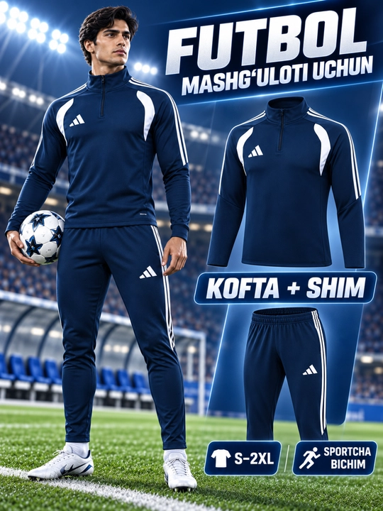 Erkaklar futbol formasi — yengil, nafas oluvchi mato va erkin harakat uchun qulay bichim - 