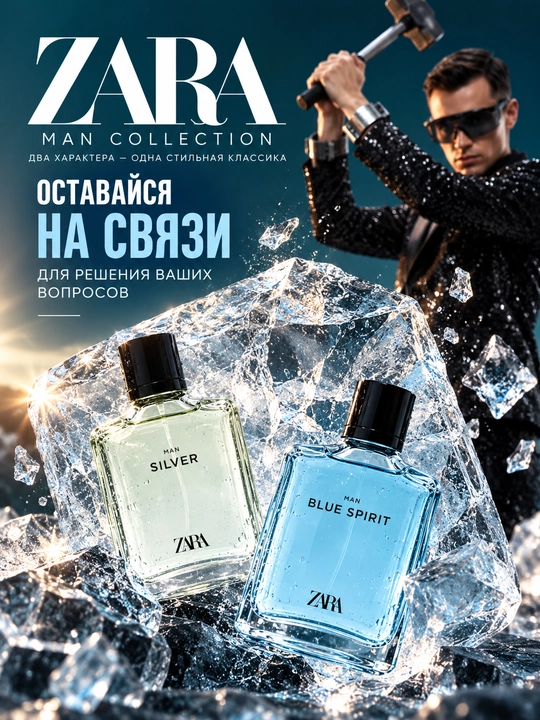 Туалетная вода для мужчин ZARA Silver 100 мл + Blue Spirit, 100 мл