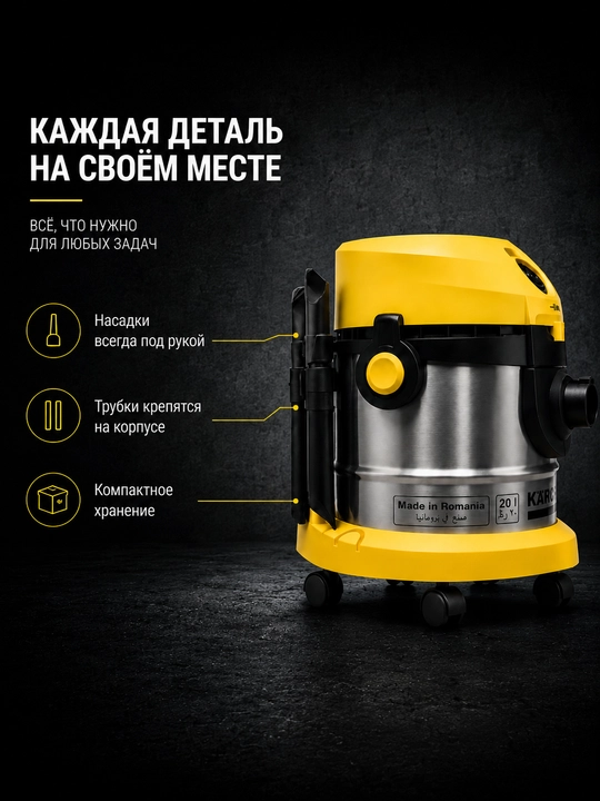 20 litr sig‘imli professional KARCHER VC1800 changyutgichi