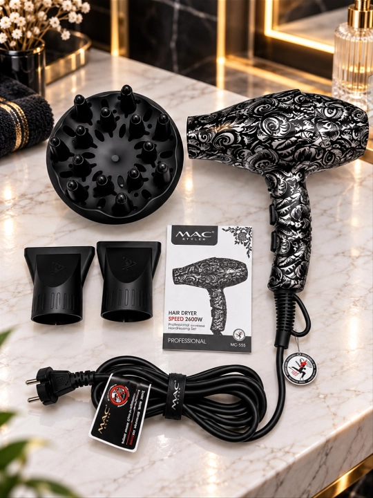 Soch fen MAC Styler, professional fen 2200W, soch quritgich, 3 rejim, 2 nasadka