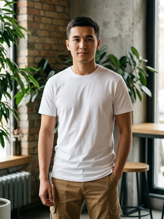Asosiy futbolka, oq futbolka, futbolka, ko‘ylak ostidagi futbolka - 