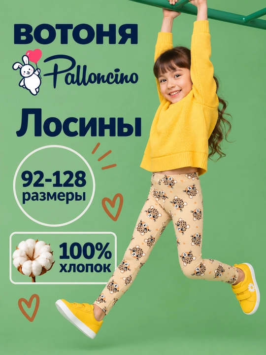 Palloncino qizlar uchun losina, paxtali, 92–128 - 