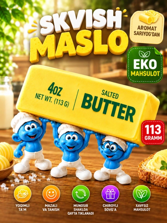 Skvish Butter antistress o‘yinchoq, yumshoq, sekin tiklanadigan Butter Squishy - 
