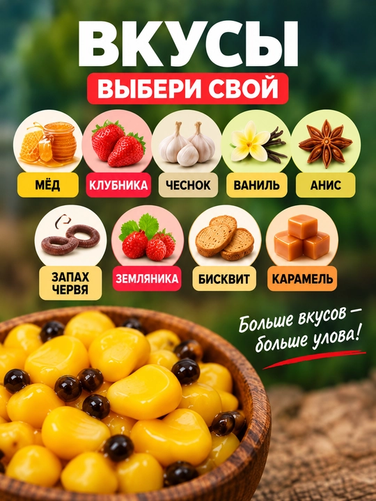 Baliq ovlash uchun ilgakka nasadka Makkajo‘xori Fishka, konserva baliq ovi uchun yem 110 ml
