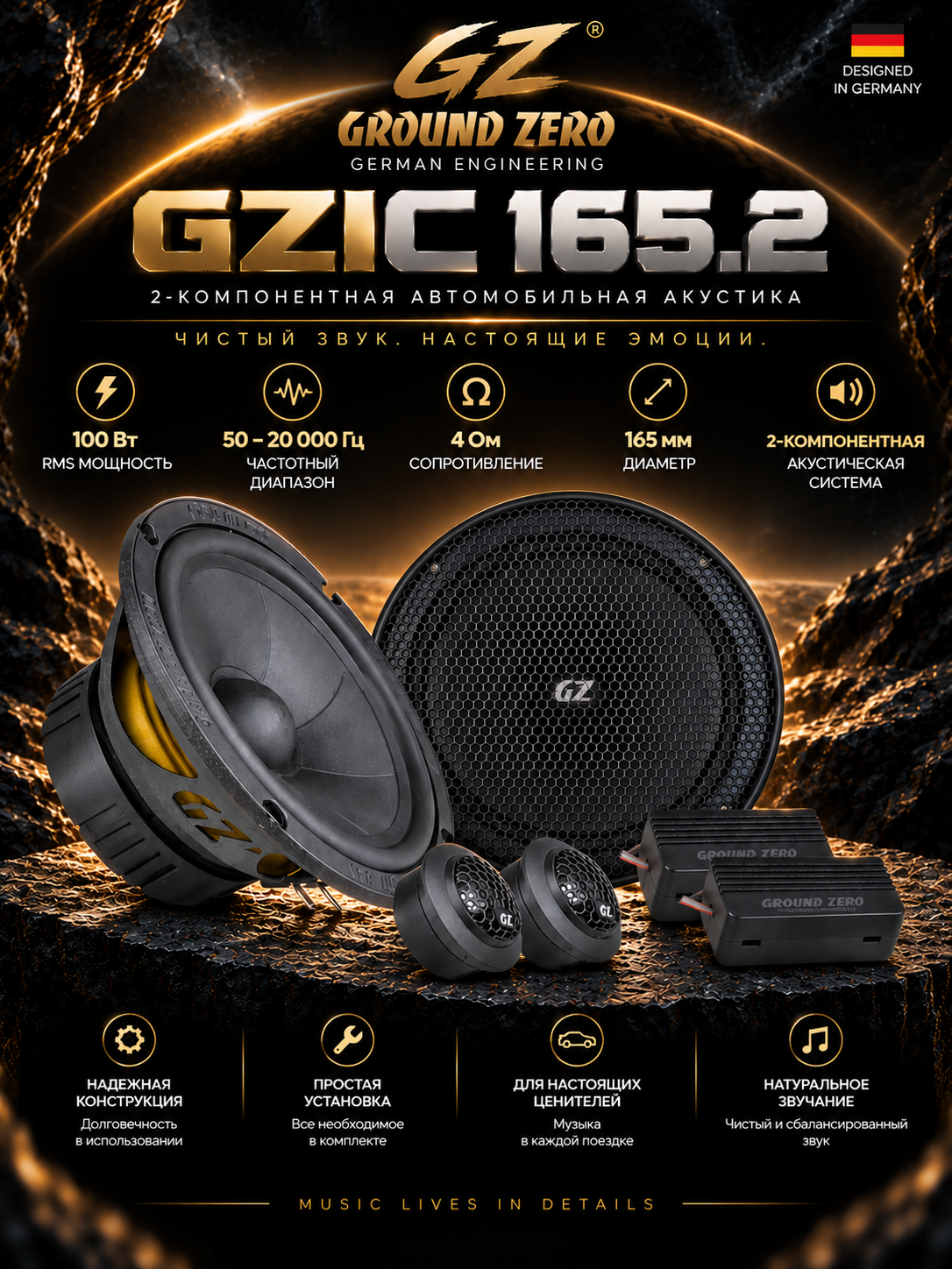 Колонки Ground zero gzic165.2 - 