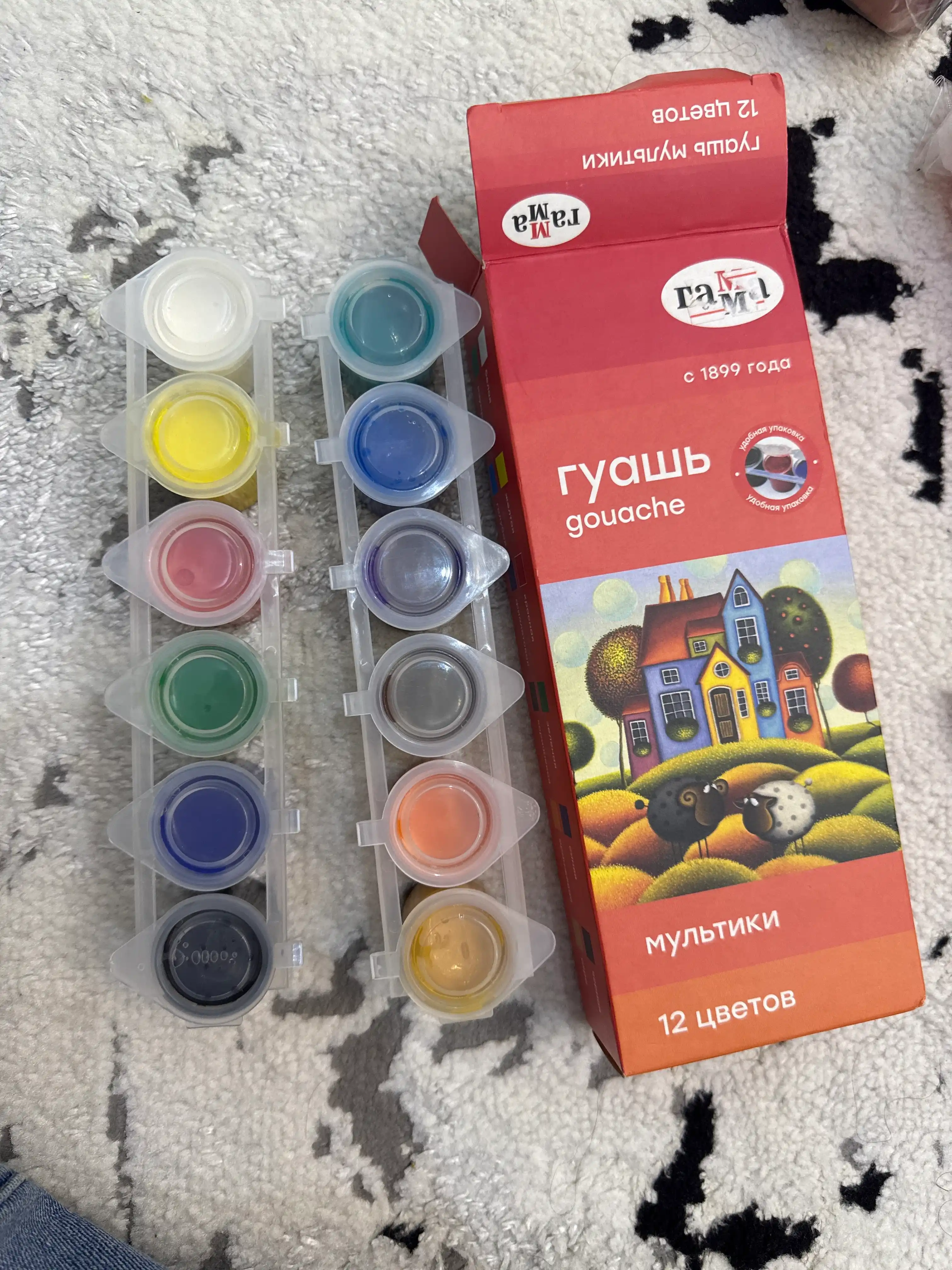 Guash Gamma "Multfilmlar", 12 rang, 15 ml, blokli idishlar, karton, 100222-12