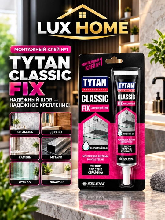 TYTAN Classic Fix – прочный монтажный клей для стекла, пластика, керамики дерева и металла