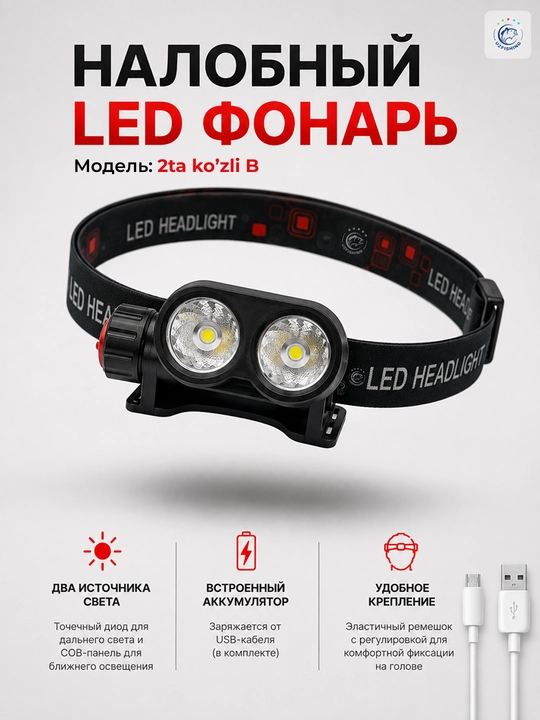 Налобный фонарьи LED — для работы, рыбалки, туризма и активного отдыха - 