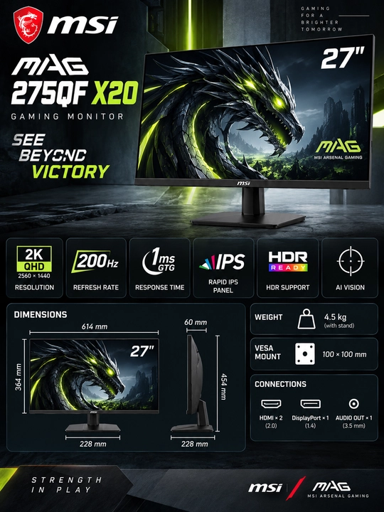 Монитор MSI MAG Gaming Ips Black