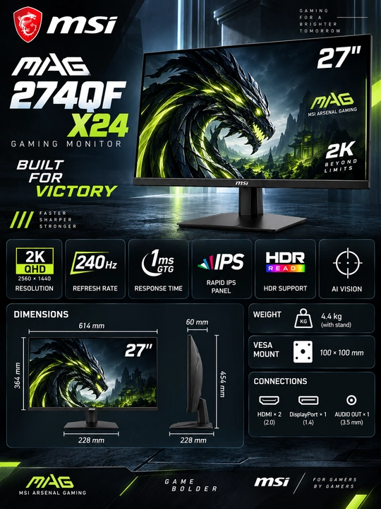 Монитор MSI MAG Gaming Ips Black