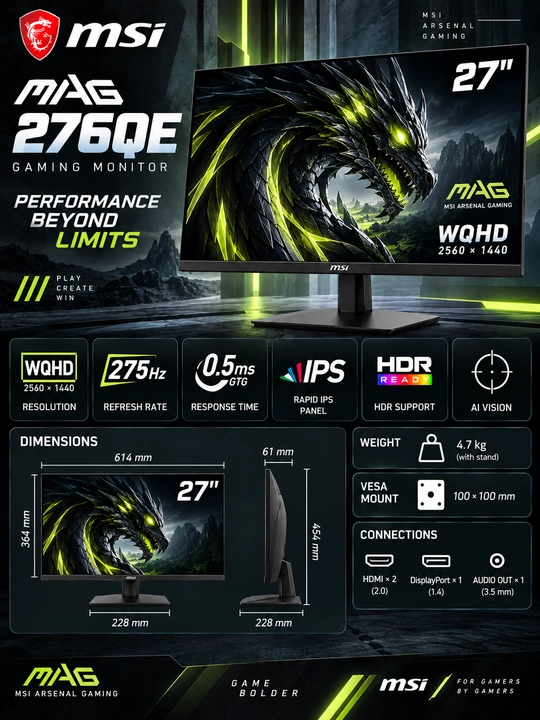Монитор MSI MAG Gaming Ips Black
