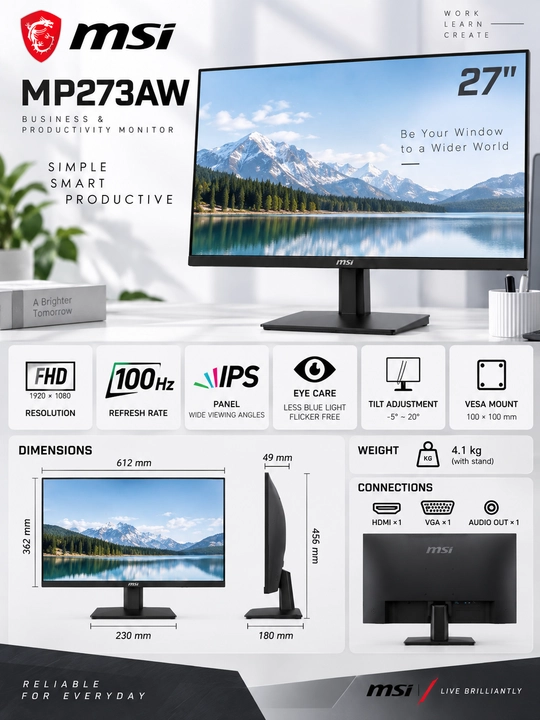 Монитор MSI MAG Gaming Ips Black