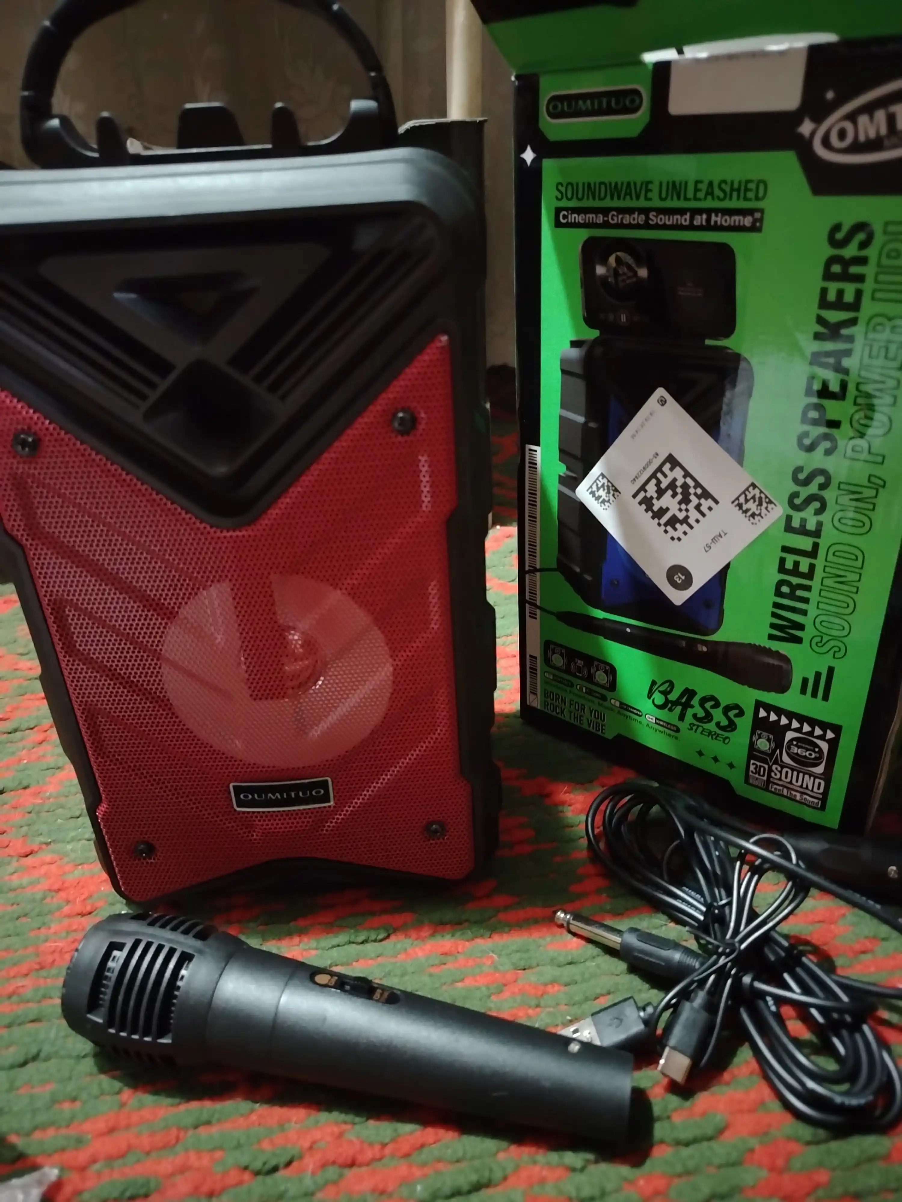 Karaoke kolonka Bluetooth Soonbox S7, FM Radio va simli mikrofoni bilan