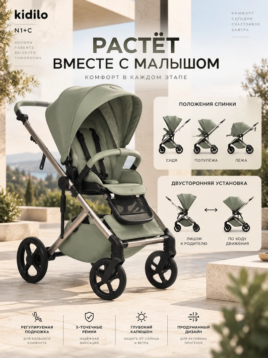 KIDILO N1+C 3 ta 1 talik aravachasi, belanchak sayr bloki va 0+ avtoto‘shak yuqori sifatli