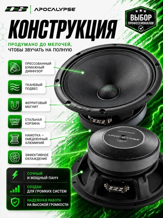 Эстрадные автомобильные динамики DEAF BONCE Apocalypse M61SE PRO 150-300 ватт