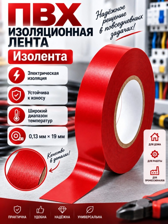 Изоляционная лента ПВХ для электромонтажных и бытовых работ - 