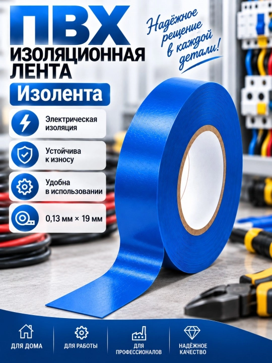 Изоляционная лента ПВХ для электромонтажных и бытовых работ - 