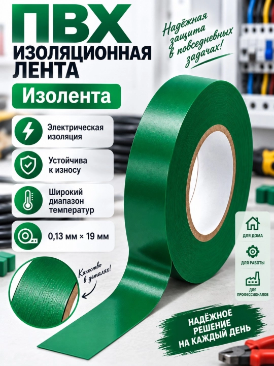 Изоляционная лента ПВХ для электромонтажных и бытовых работ - 
