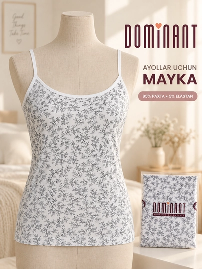 Ingichka tasmali Dominant ayollar maykasi, 95% paxta, 5% elastan - 