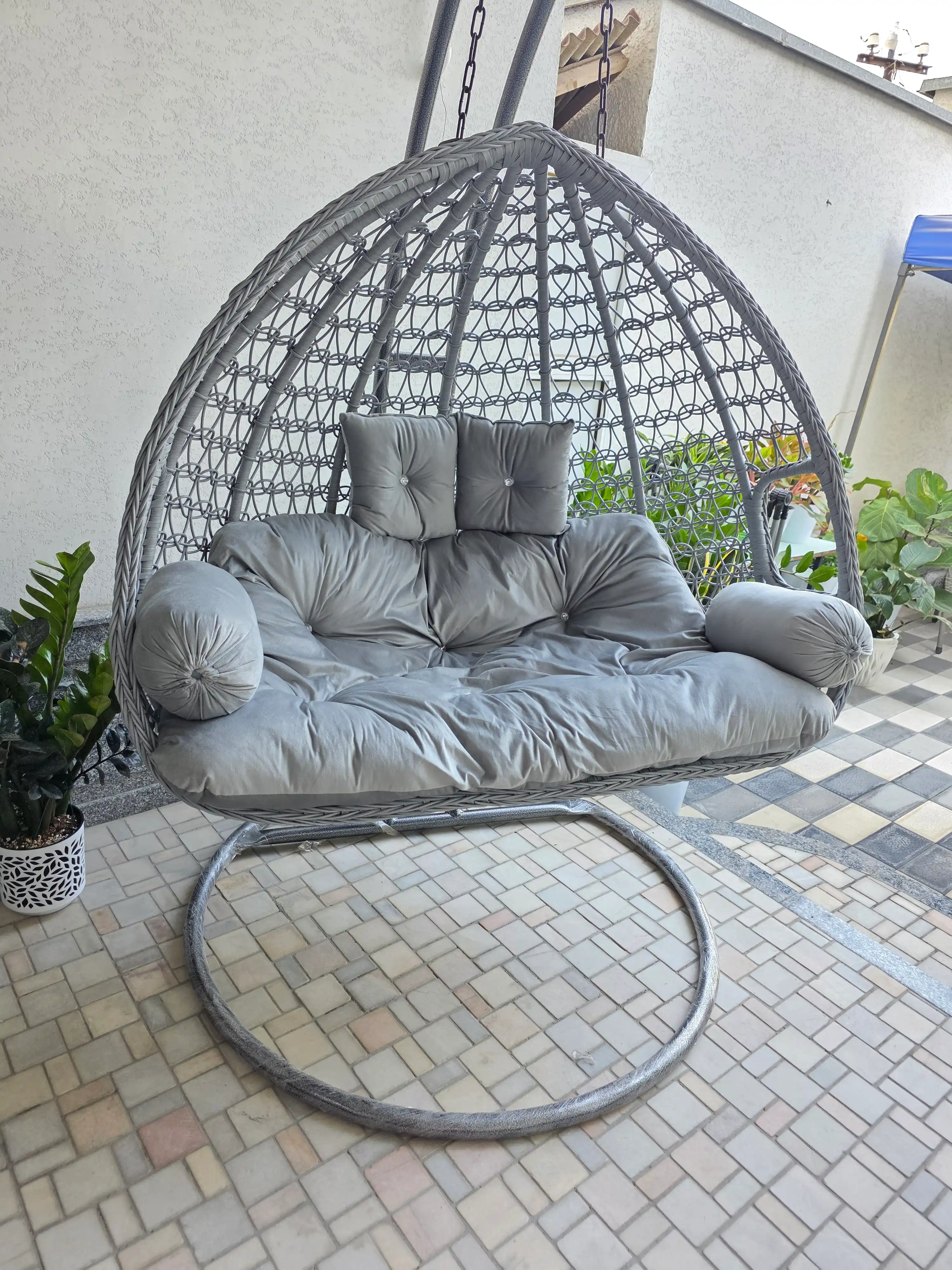 Kachelya divan 2 kishilik, sun’iy rattan, bog‘ va balkon uchun